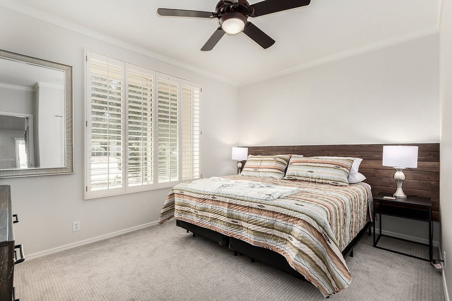 Secondary bedroom with King bed that can be split into two (2) twin XLs.