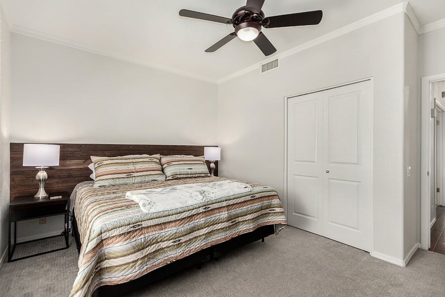 Secondary bedroom with King bed that can be split into two (2) twin XLs.