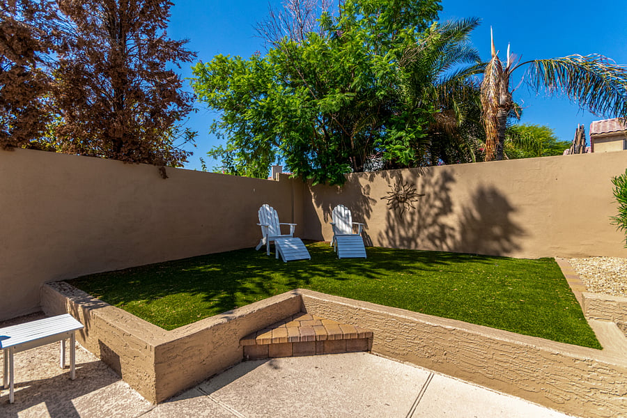 Backyard raised seating area