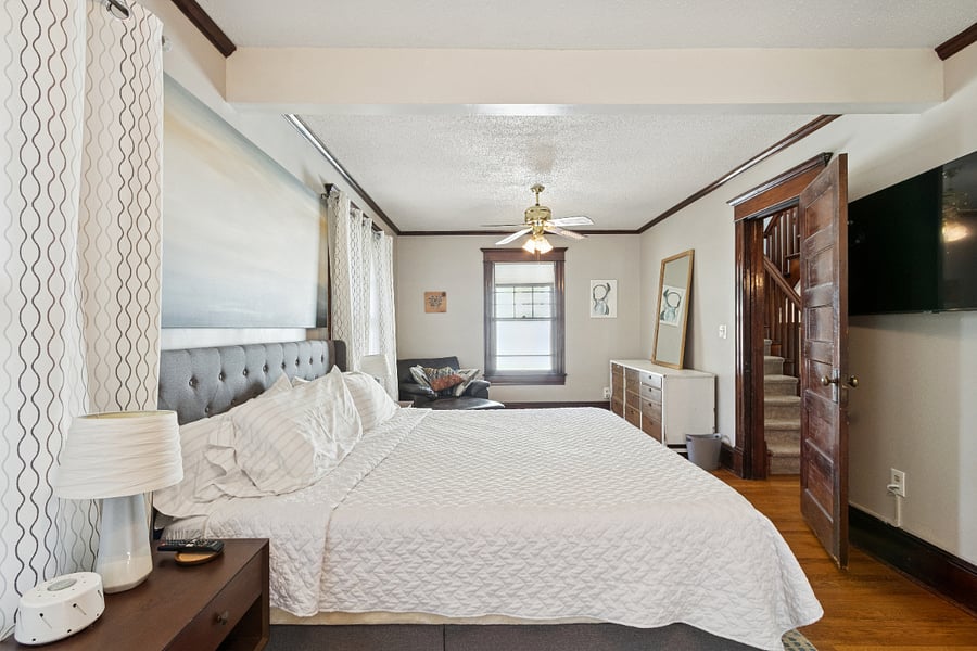 Second Floor: Bedroom 1 with tv
