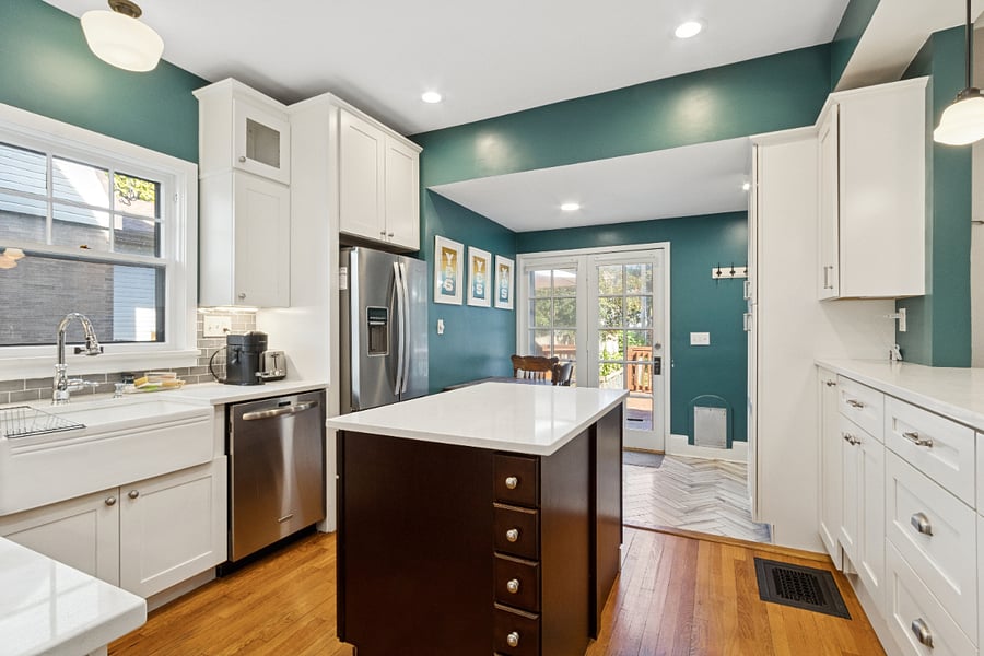 Kitchen features plenty of storage