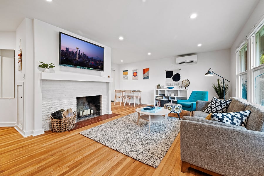 Comfy, light filled living room.