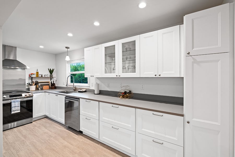 Ample storage space in the kitchen.
