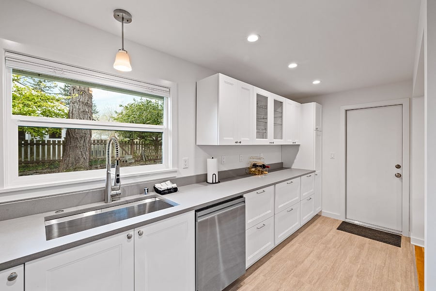 Access to garage and backyard off of kitchen.