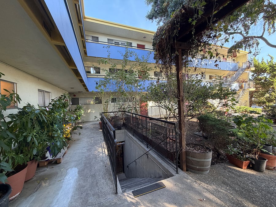 Stairs to garage.