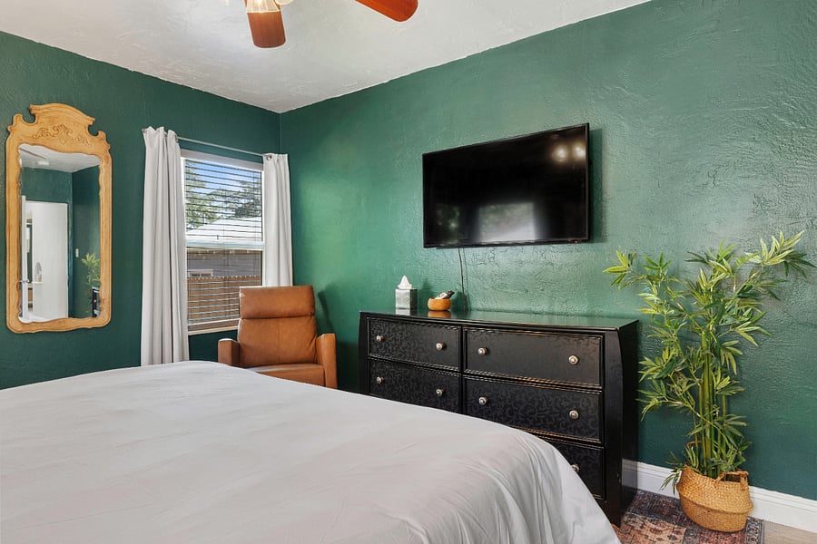 45" TV and 6 dresser drawer in Primary Bedroom