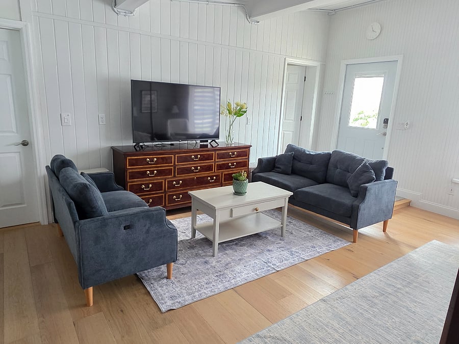 Tv or game hang out area, 6 ft. dresser with 12 drawers, 4 ft. LG smart tv