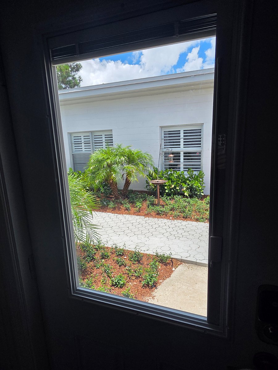 Blinds can be raised fully for extra spacious feel. Catch a daily glimpse of cardinals from the birdfeeder and bird bath!