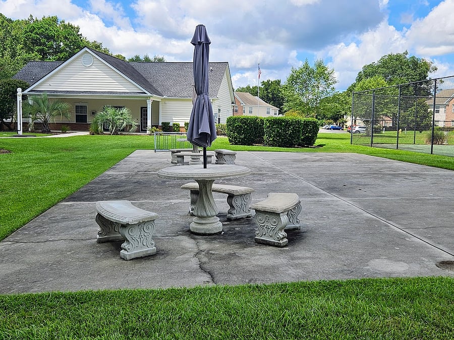One of many outdoor seating areas!