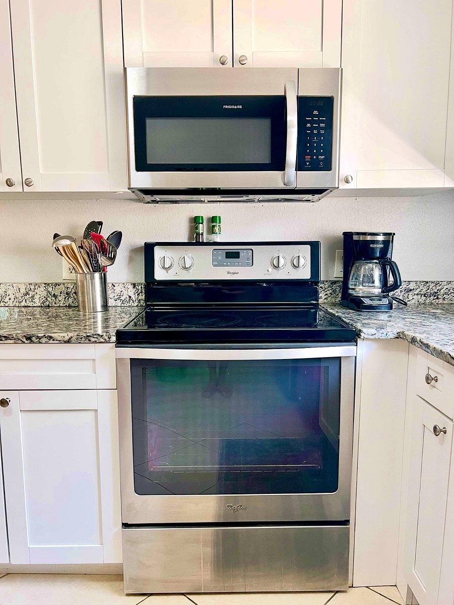 Stainless Steel Stove and Microwave