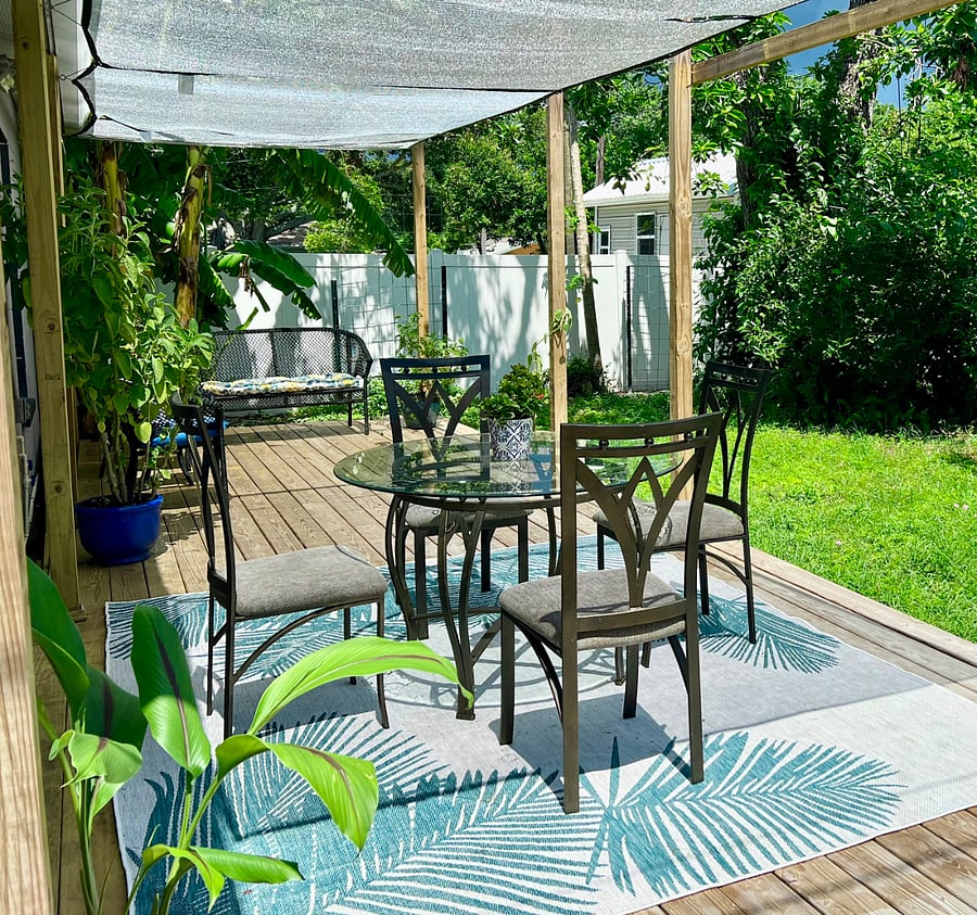 Shaded deck out back