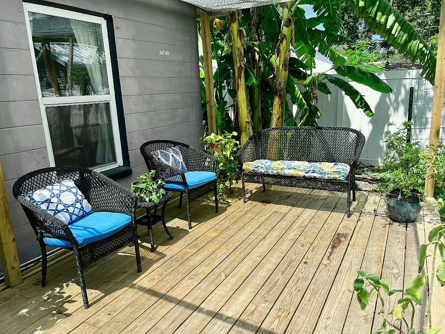 Shaded deck out back