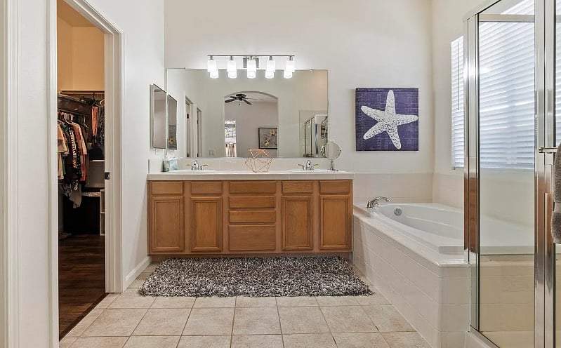 Master bathroom with walk in closet