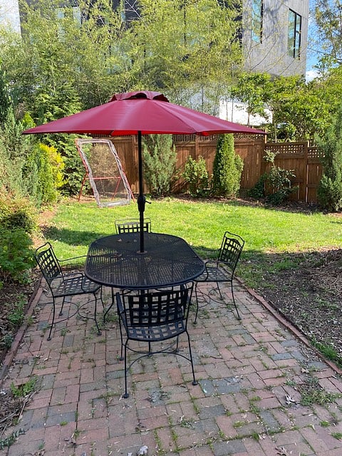 You use the outdoor table just off of the kitchen - a perfect spot for dinner or breakfast.
