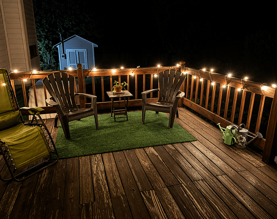 Softly lit evening dec - a peaceful space to unwind at the end of the day.