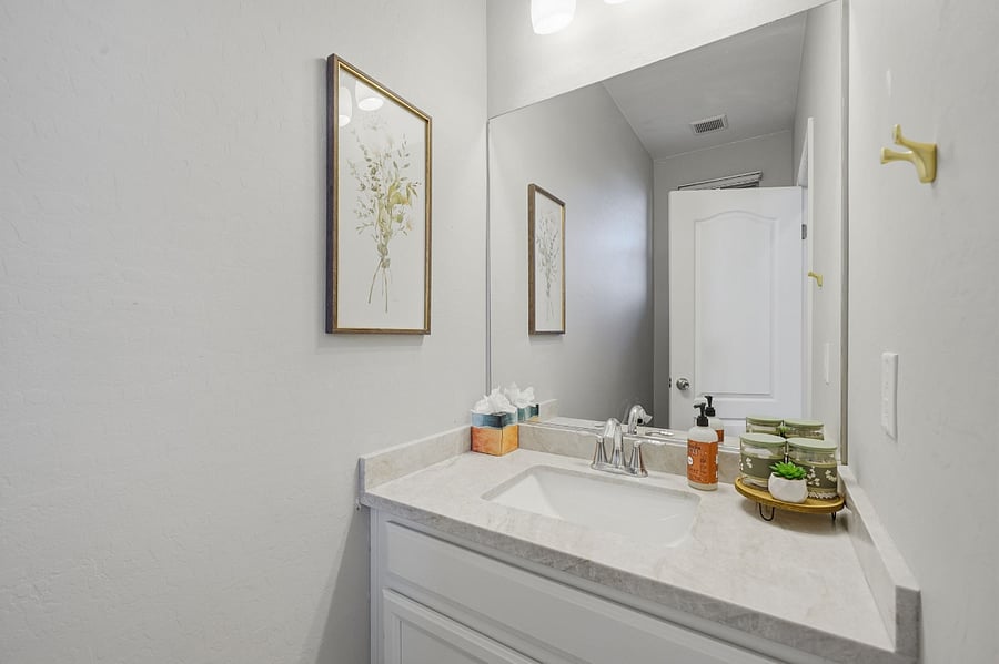 Vanity in bathroom 