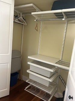 Ample hanging and storage in the left hand closet.Sma