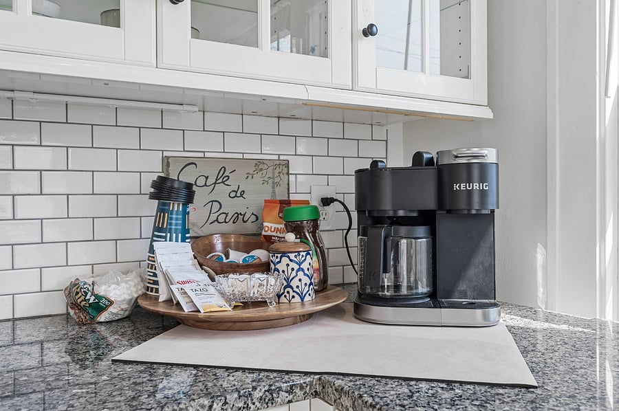 Weve also included a cozy coffee and tea station, so you can start your mornings (or wind down your evenings) just the way you like.