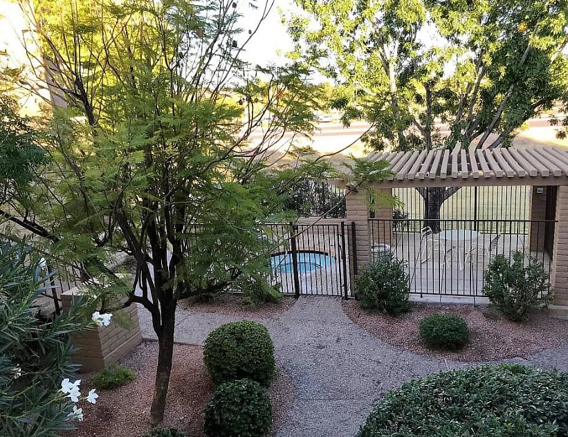 Private, secondary hot tub area directly below unit (view from my steps.)