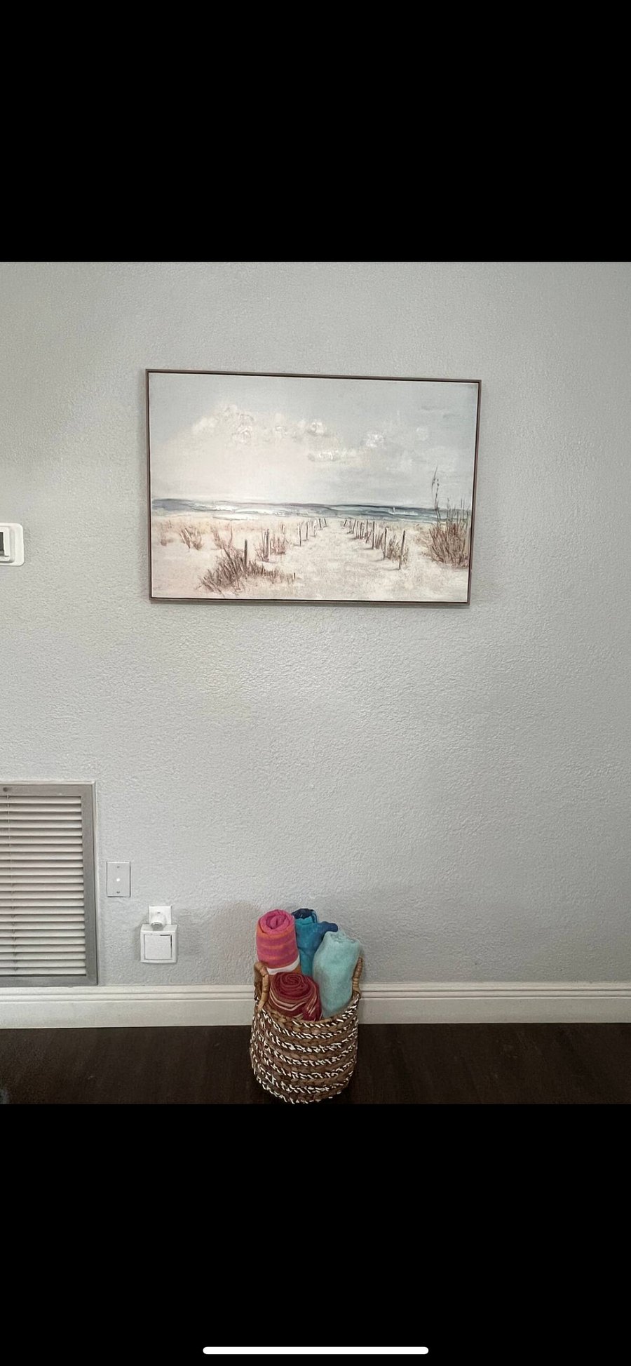 Beach towels, beach toys and umbrella provided.