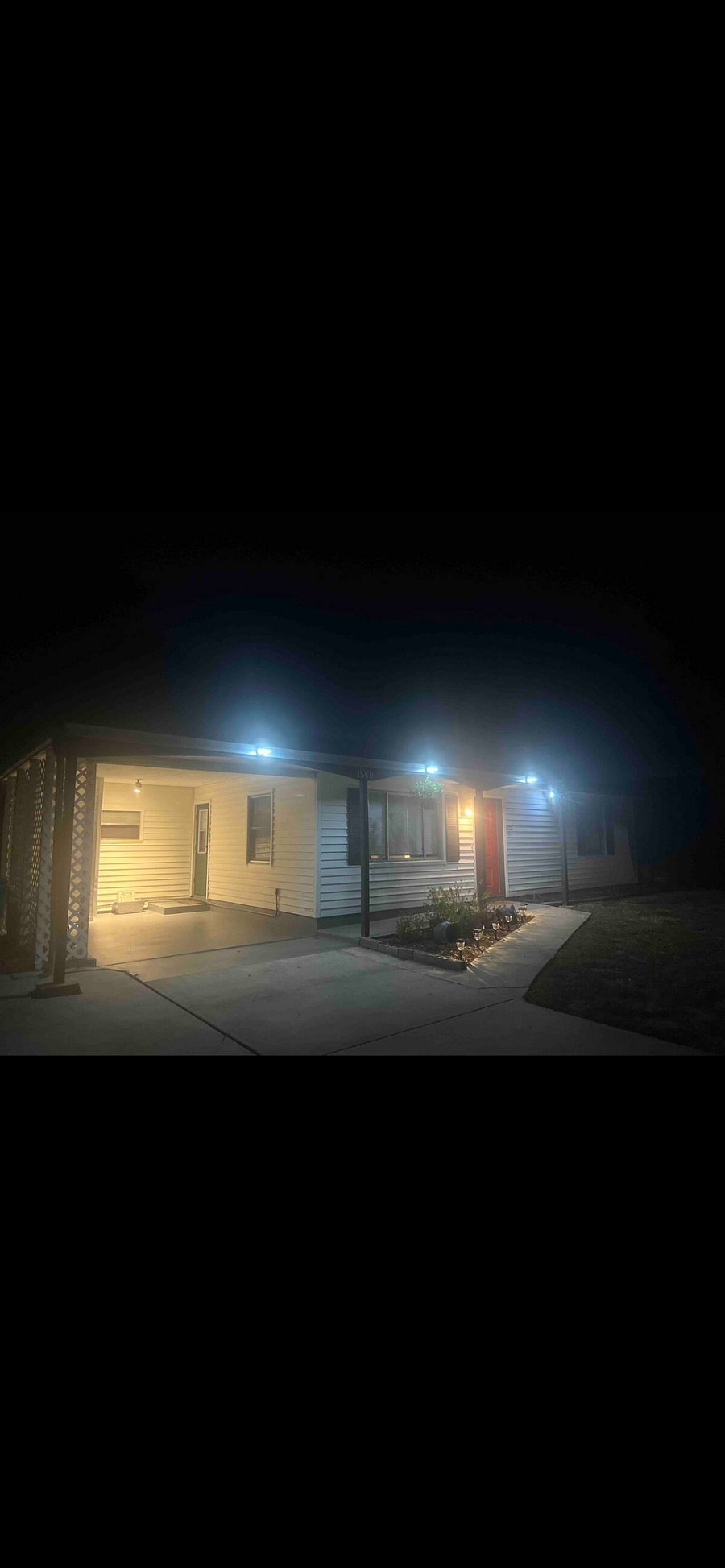 Solar lights around the house.
