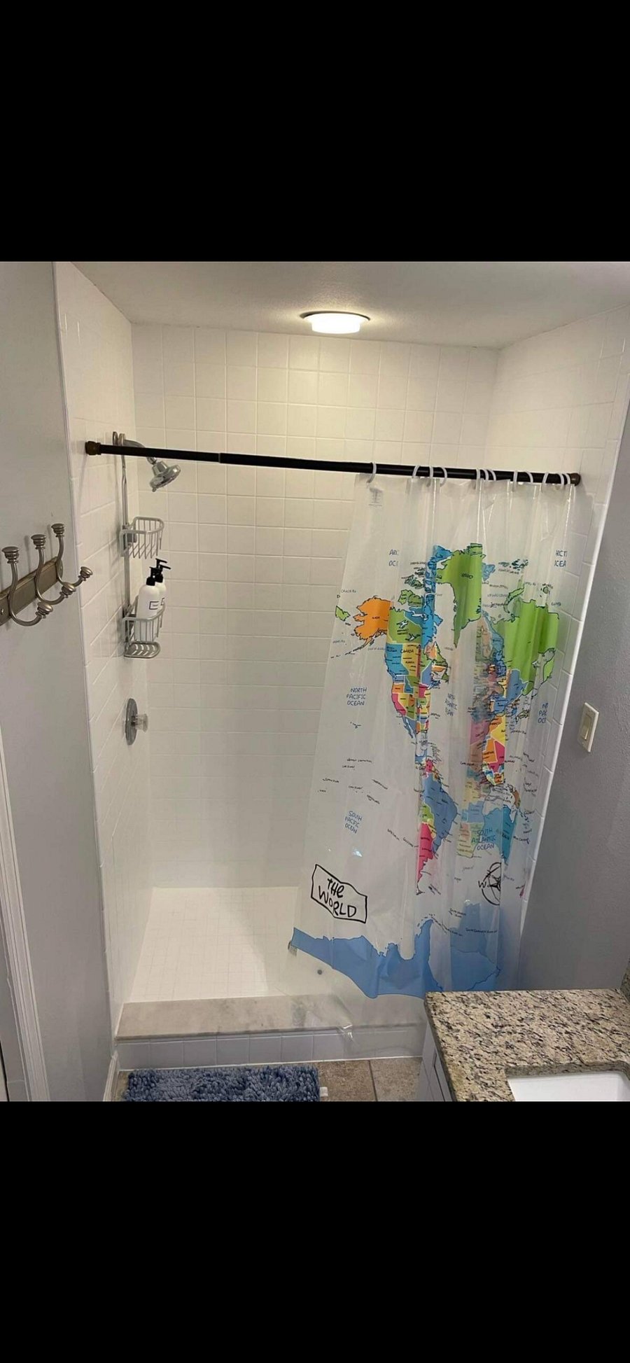 Shower with extra light in it.