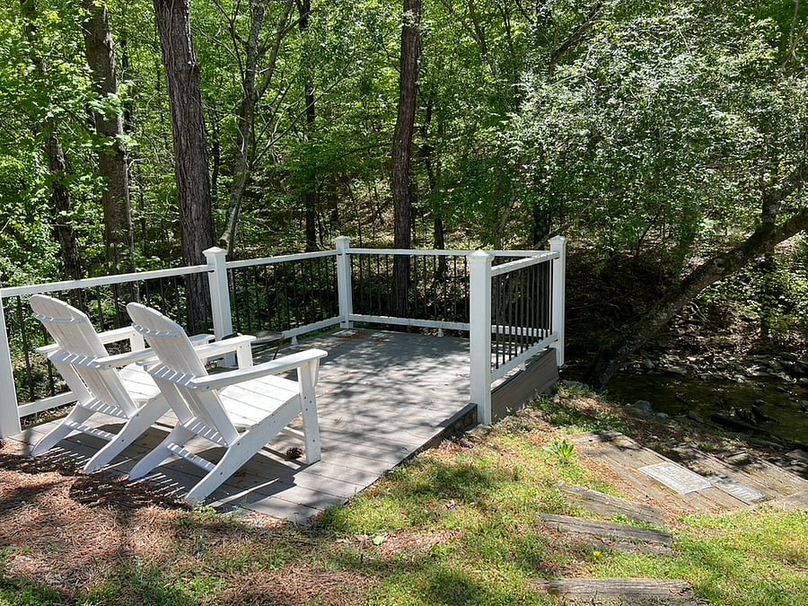 Private open deck overlooking Chapel Creek.