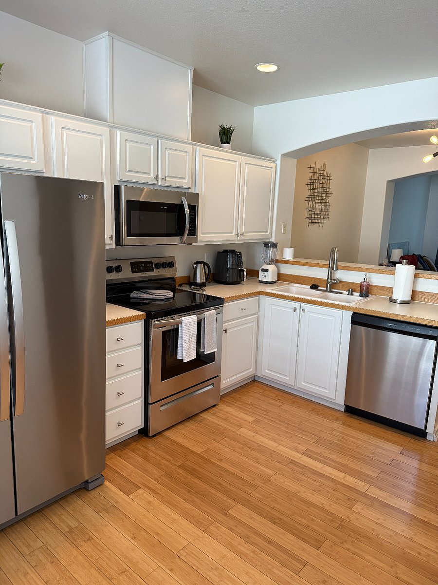 Kitchen with small and big appliances