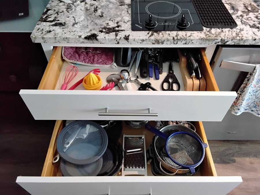 Knives are sharpened regularly. Electric or hand can opener.