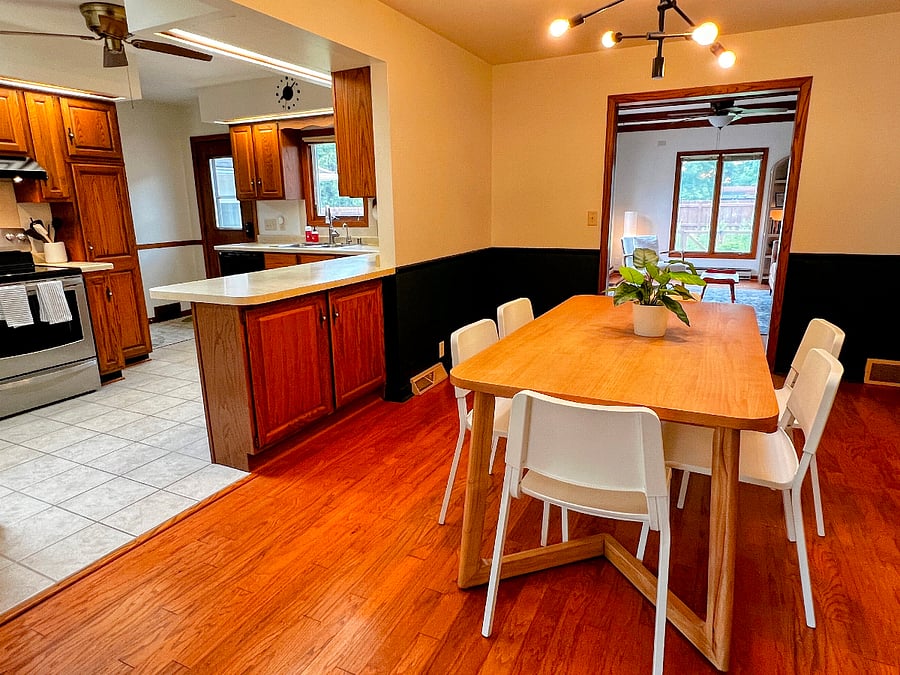 The semi-open floor plan has excellent flow and airiness while also being cozy.