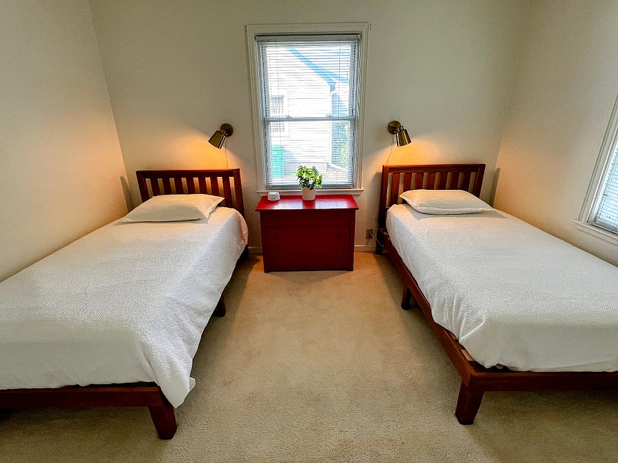 Soft white light is used throughout the home. Each bedroom has a sound machine.