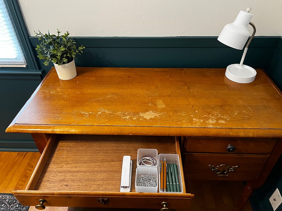 You'll find basic office supplies in the desk, and a wireless printer in the middle bedroom closet. 