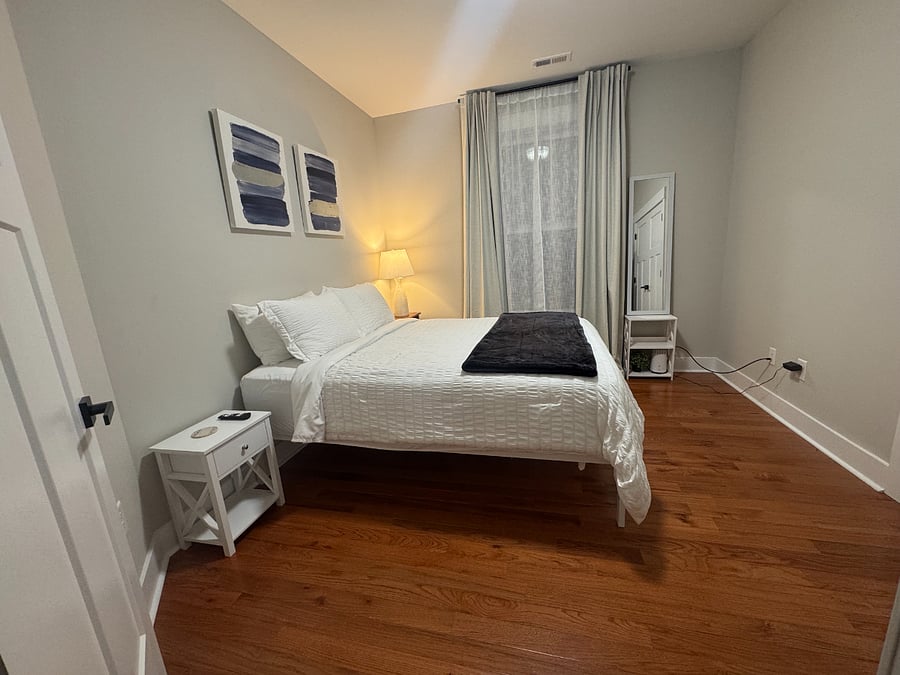 Queen sized bed in bedroom A. Available September 1.