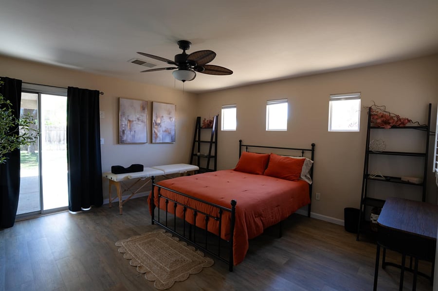 Share this master suite with a friend or enjoy it alone. It features a master bathroom with dual sinks and a private toilet with a bidet. There is plenty of storage available with a walk-in closet.