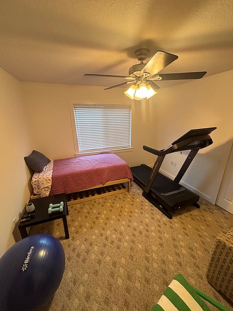 Your bedroom, treadmill available for use