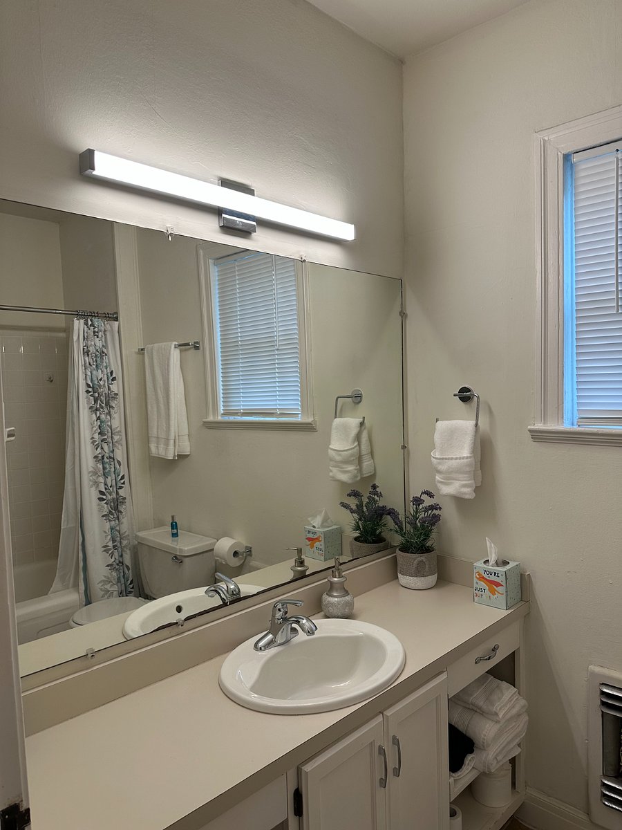 Master bath has a full tub