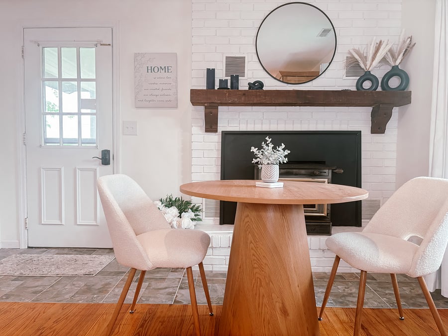 Enjoy a cozy breakfast by the indoor fireplace!