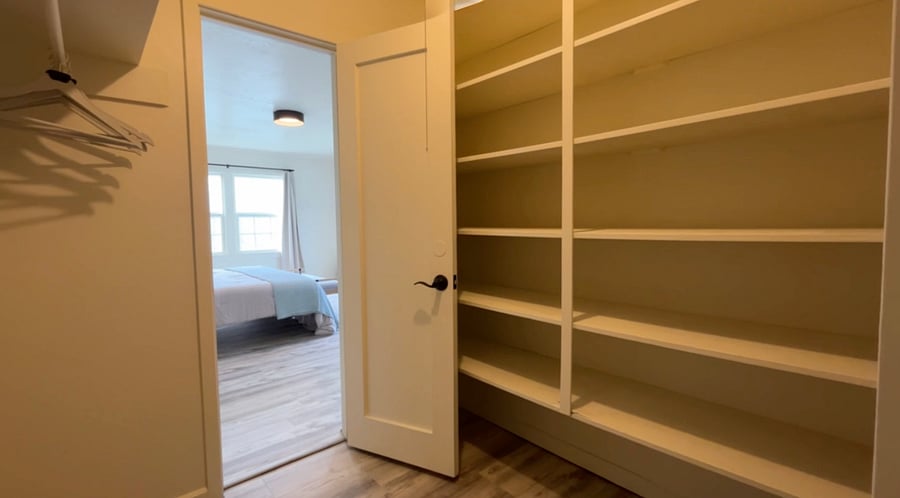The master bedroom closet is spacious!