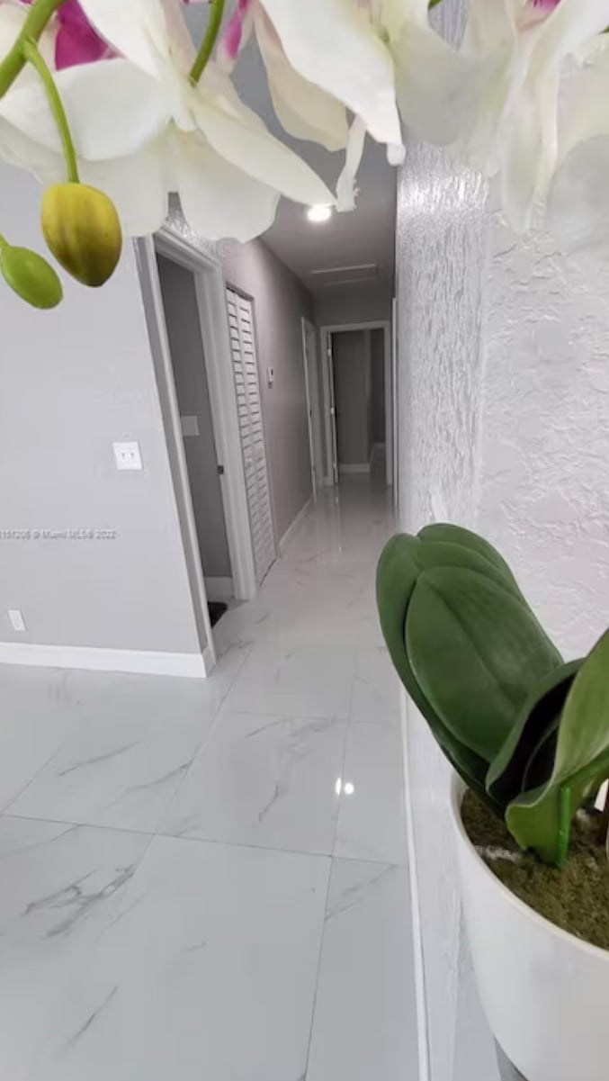 Hallway to the first bathroom 