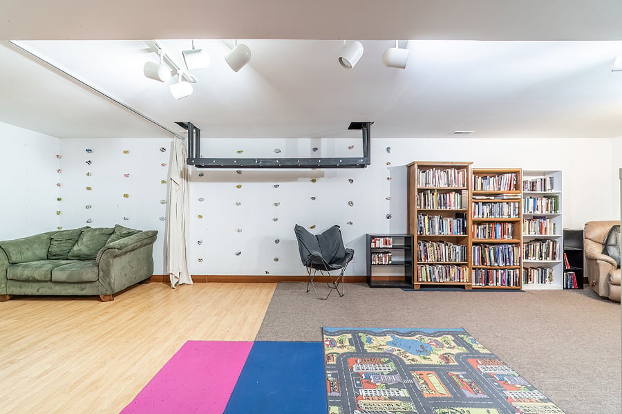 Monkey bars and rock climbing wall