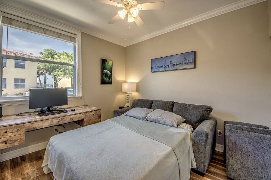 Third bedroom with couch converted into bed.
