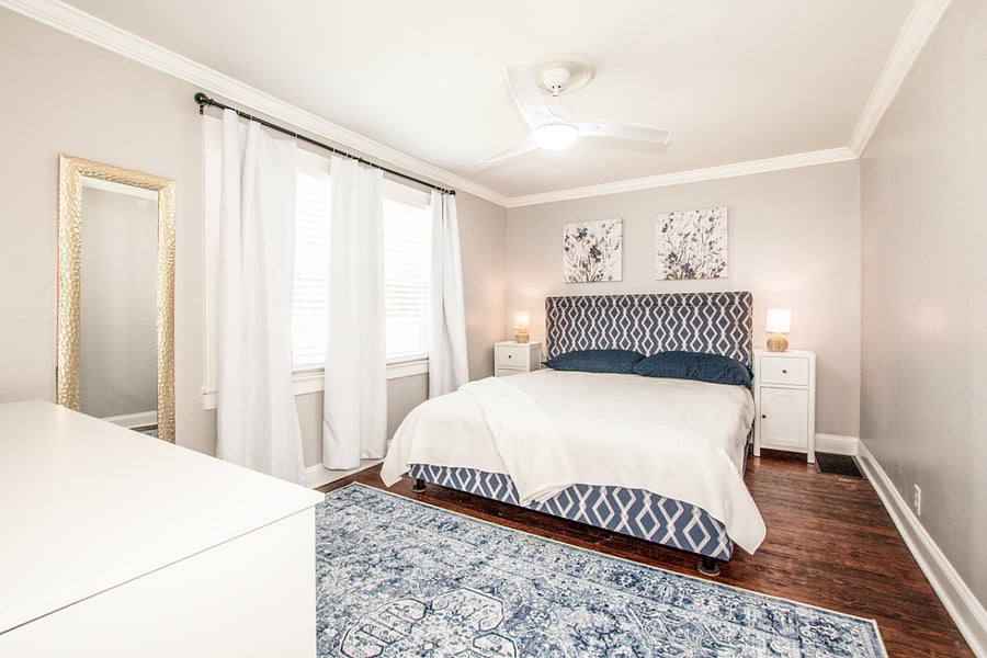 Cali King bed  new linens for each stay.