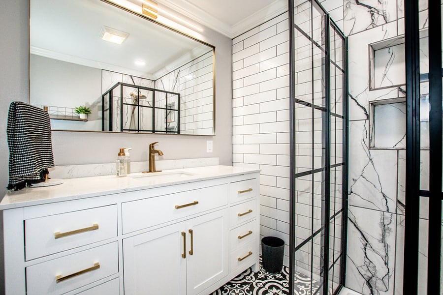 includes shower mat, and towels new for each stay.