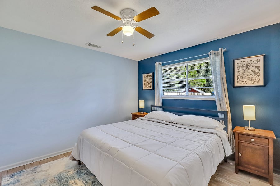 Primary bedroom with king bed