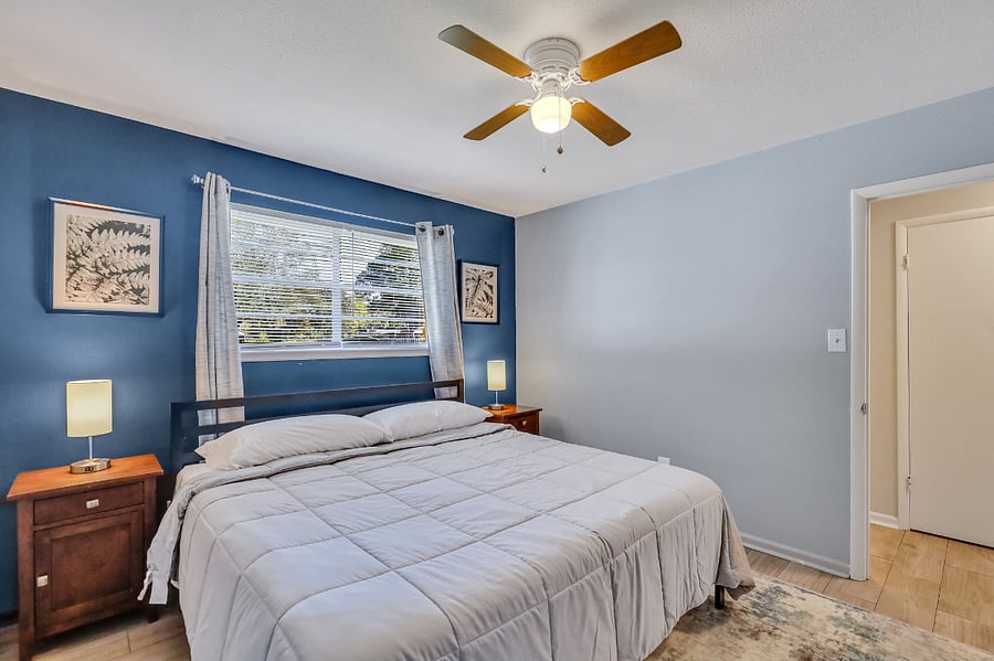 Primary bedroom with king bed