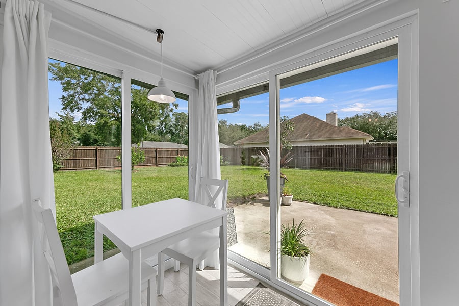 Dining area for 2 overlooking garden.
