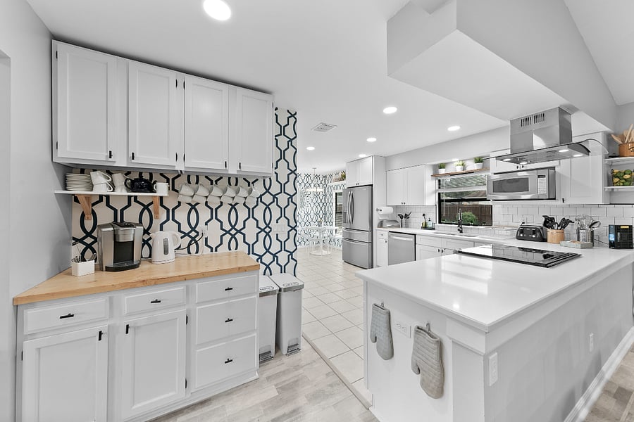 Modern, updated kitchen with coffee nook.