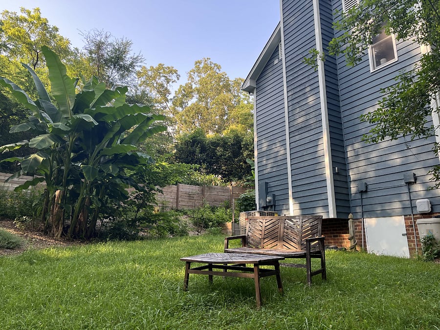 Fenced in backyard