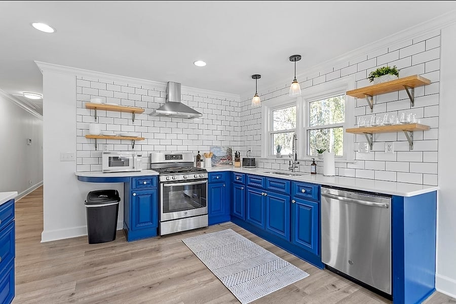 Well stocked kitchen with modern appliances