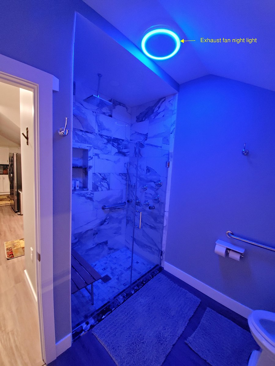 Bathroom exhaust fan and blue tooth speaker with multiple light colors